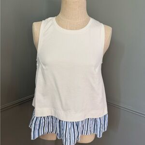 Anthropologie White Cream Ruffled Tank Top